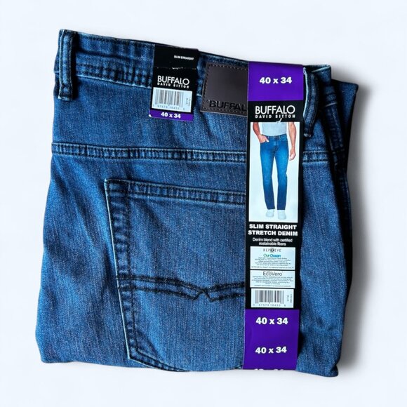 Buffalo David Bitton Men's Slim Straight Jean Stretch Denim Blue Size 40x34 - Picture 9 of 10